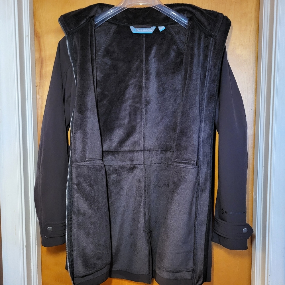 Free Country Brown Jacket With Faux Fur Lining And Removable Hood - Picture 4 of 13